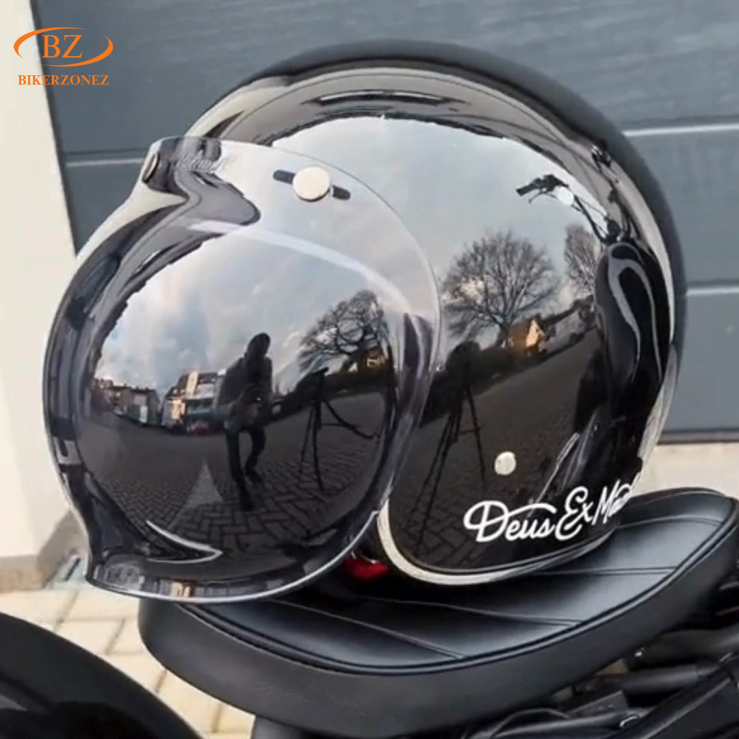 Retro Bubble Shield Visor – Three-Buckle Design