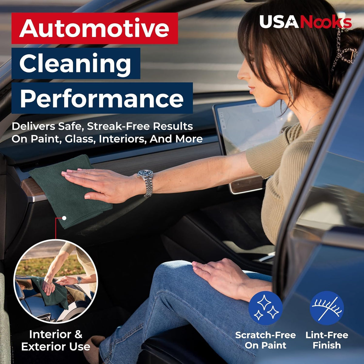 USANOOKS Microfiber Cleaning Cloth Grey - 12 Pcs (12.5"x12.5") - High Performance - 1200 Washes, Ultra Absorbent Microfiber Towel Weave Grime & Liquid for Streak-Free Mirror Shine - Car Washing Cloth