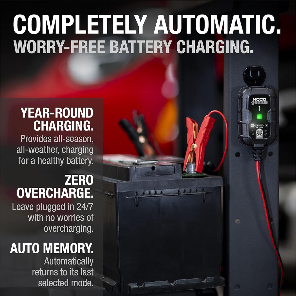 NOCO GENIUS1 1A 6/12V Smart Battery Charger, Trickle Charger & Maintainer
