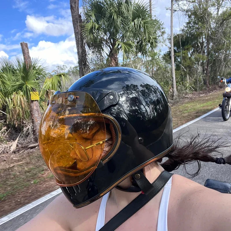 Retro Bubble Shield Visor – Three-Buckle Design